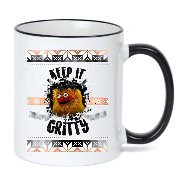 Keep It Gritty Ugly Christmas Sweater Black Color Changing Mug