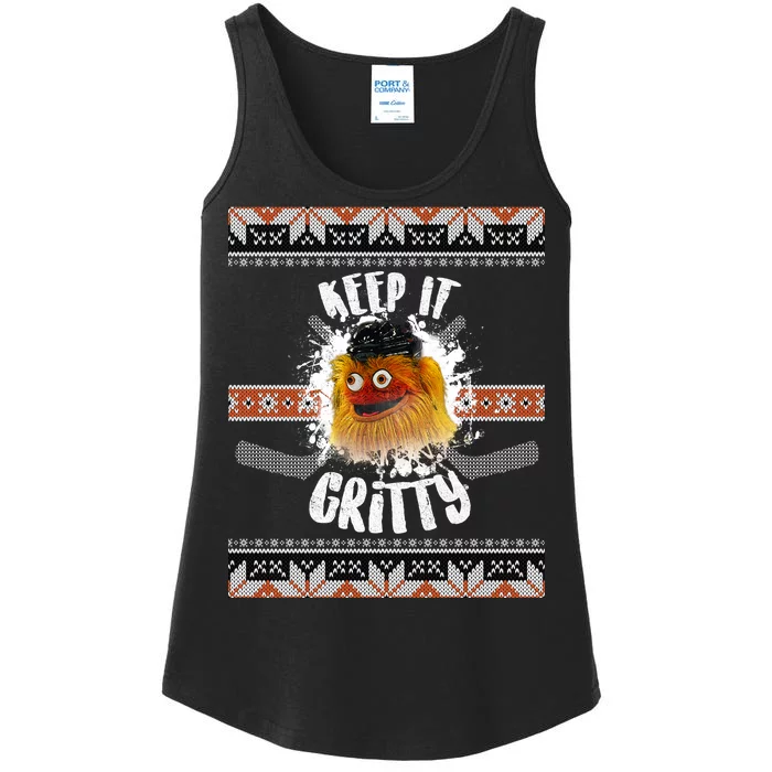 Keep It Gritty Ugly Christmas Sweater Ladies Essential Tank