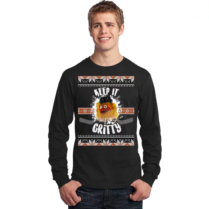 Keep It Gritty Ugly Christmas Sweater Tall Long Sleeve T-Shirt