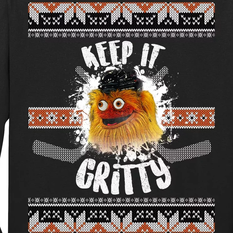 Keep It Gritty Ugly Christmas Sweater Tall Long Sleeve T-Shirt