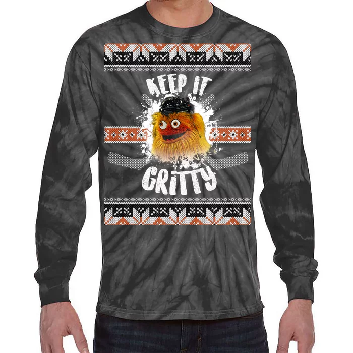 Keep It Gritty Ugly Christmas Sweater Tie-Dye Long Sleeve Shirt