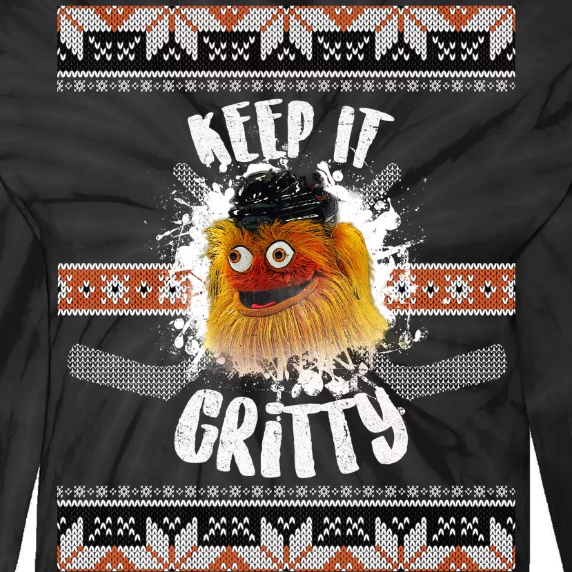 Keep It Gritty Ugly Christmas Sweater Tie-Dye Long Sleeve Shirt