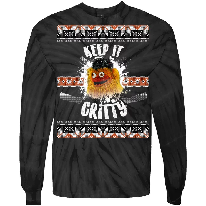 Keep It Gritty Ugly Christmas Sweater Tie-Dye Long Sleeve Shirt