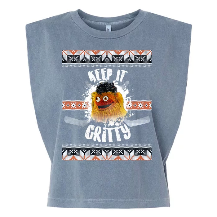 Keep It Gritty Ugly Christmas Sweater Garment-Dyed Women's Muscle Tee