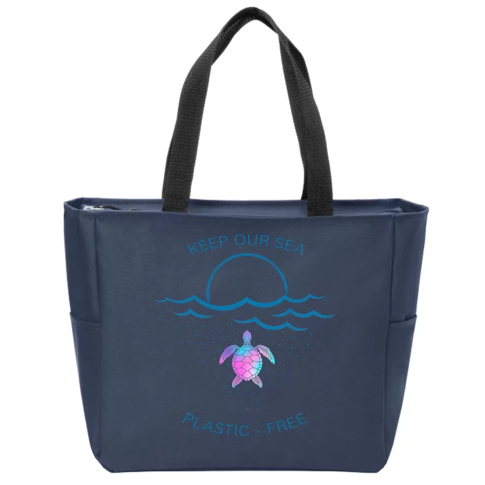 Keep Our Sea Plastic Free Zip Tote Bag