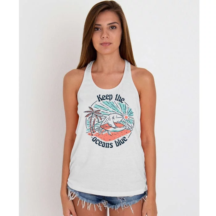 Keep The Ocean Blue Women's Knotted Racerback Tank