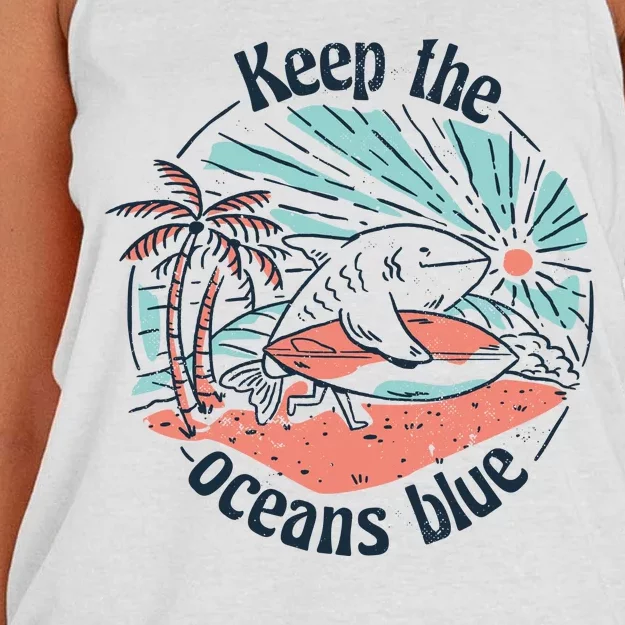 Keep The Ocean Blue Women's Knotted Racerback Tank