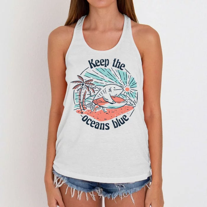 Keep The Ocean Blue Women's Knotted Racerback Tank