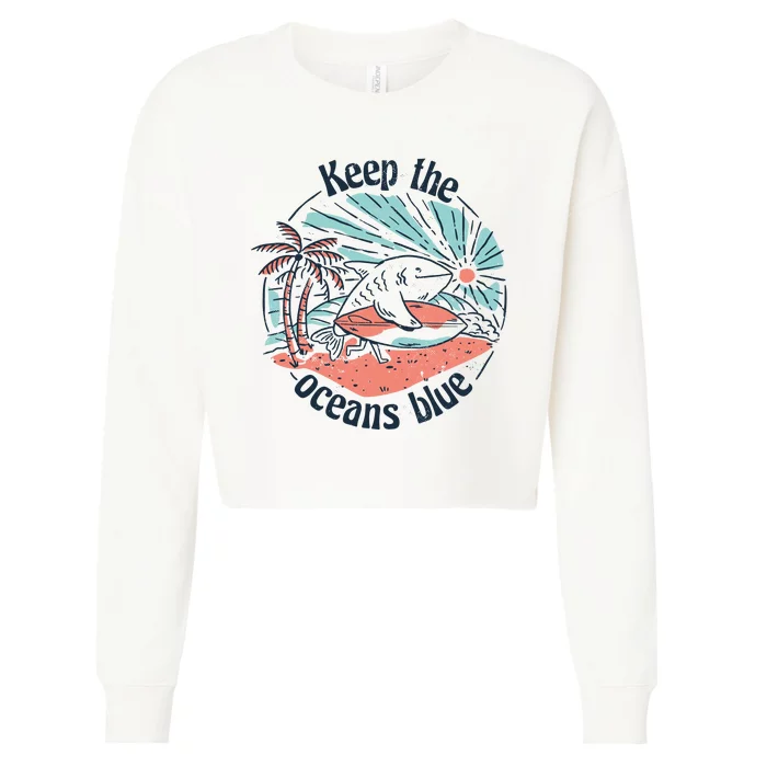 Keep The Ocean Blue Cropped Pullover Crew