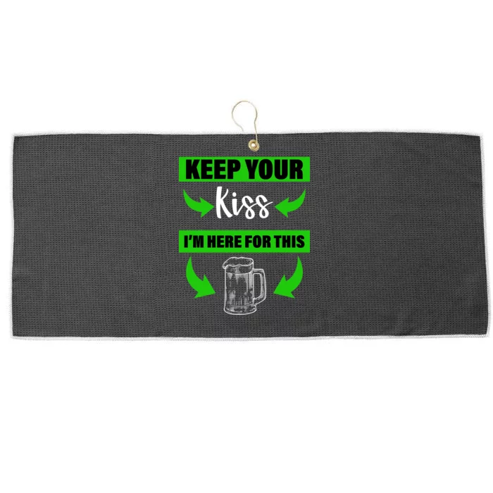 Keep Your Kiss I'm Here For The Beer Large Microfiber Waffle Golf Towel