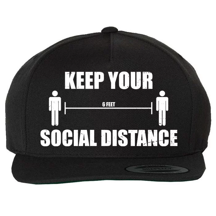 Keep Your Social Distance 6 Feet Wool Snapback Cap