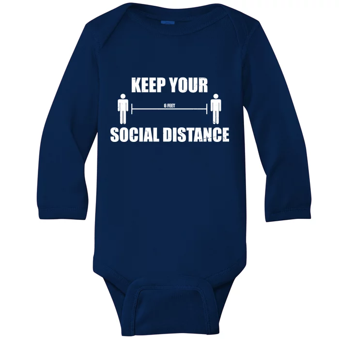 Keep Your Social Distance 6 Feet Baby Long Sleeve Bodysuit