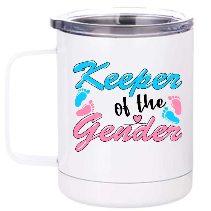 Keeper Of The Gender Baby Reveal Party Front & Back 12oz Stainless Steel Tumbler Cup