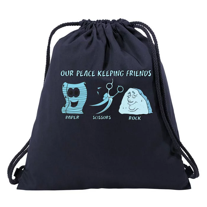 Keeping Friends Scissors Paper Rock Drawstring Bag