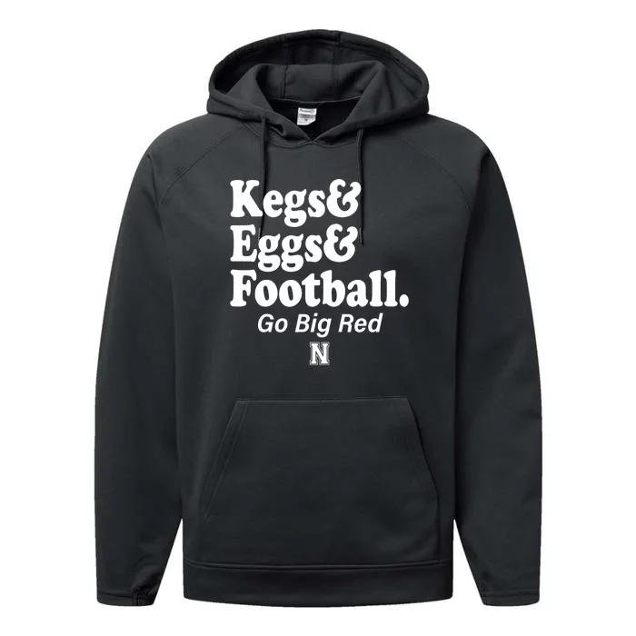 Kegs Eggs & Football Funny Red Performance Fleece Hoodie