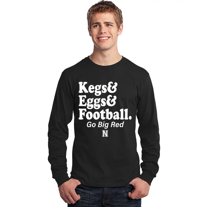 Kegs Eggs & Football Funny Red Long Sleeve Shirt