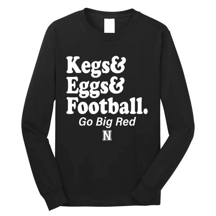 Kegs Eggs & Football Funny Red Long Sleeve Shirt