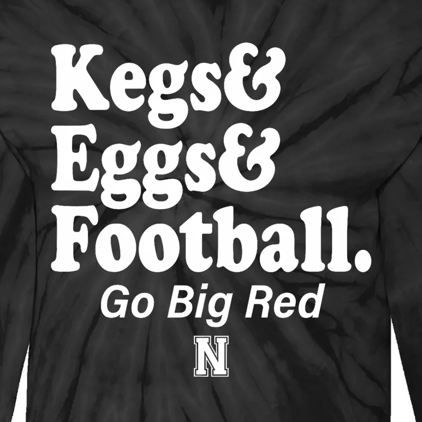 Kegs Eggs & Football Funny Red Tie-Dye Long Sleeve Shirt