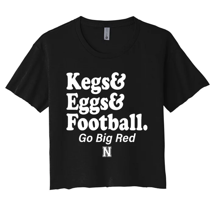 Kegs Eggs & Football Funny Red Women's Crop Top Tee