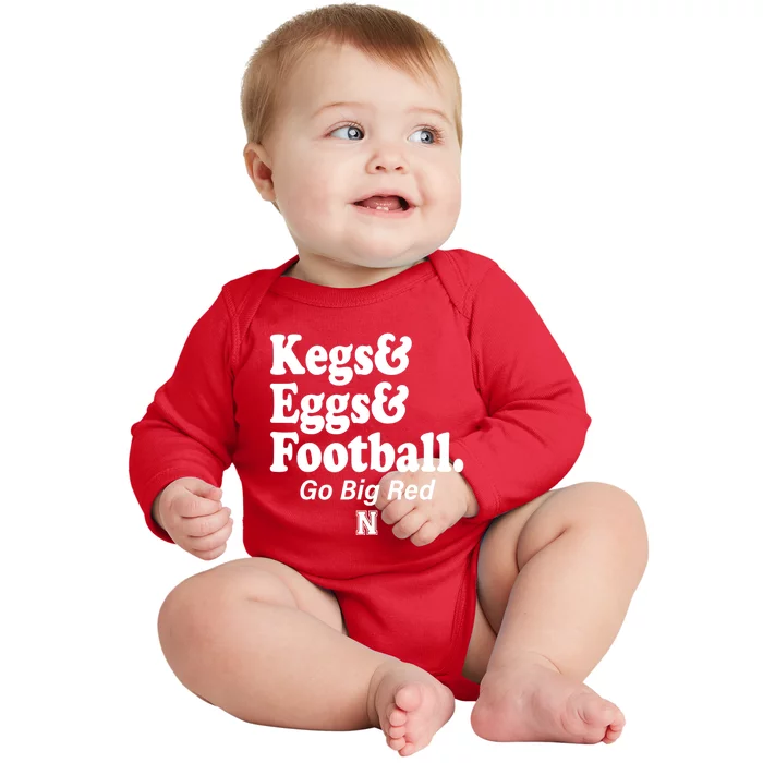 Kegs Eggs & Football Funny Red Baby Long Sleeve Bodysuit