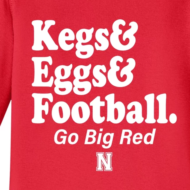 Kegs Eggs & Football Funny Red Baby Long Sleeve Bodysuit