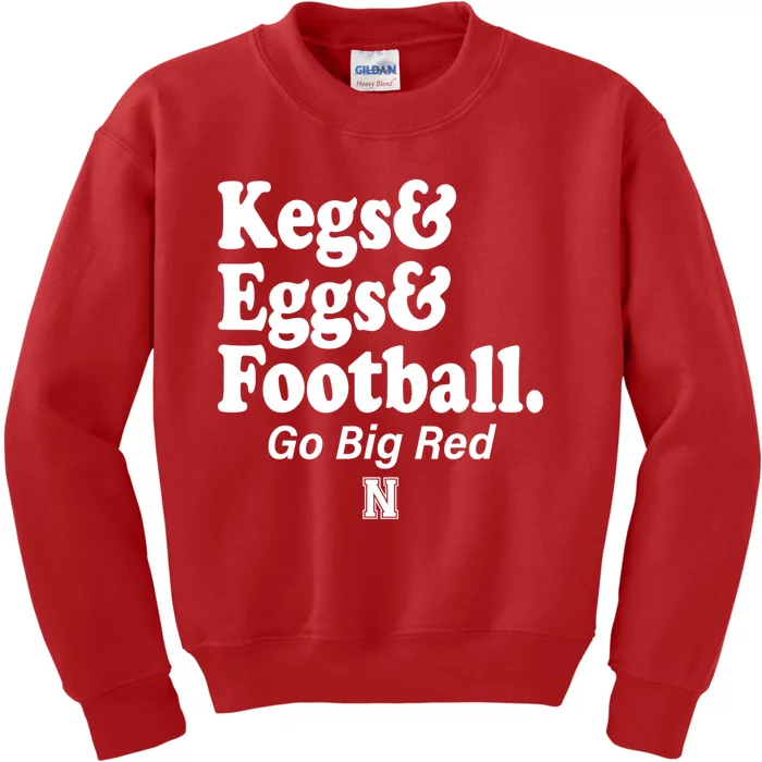 Kegs Eggs & Football Funny Red Kids Sweatshirt