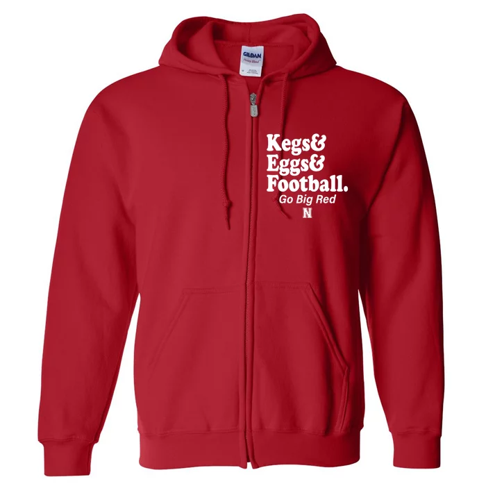 Kegs Eggs & Football Funny Red Full Zip Hoodie