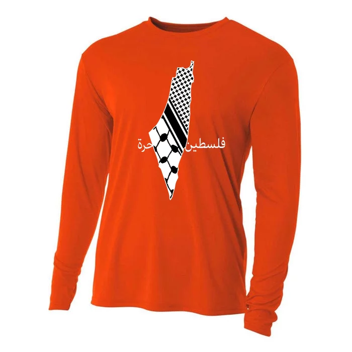 Keffiyeh Scarf Palestine Map Arabic Free Palestine Cooling Performance Long Sleeve Crew