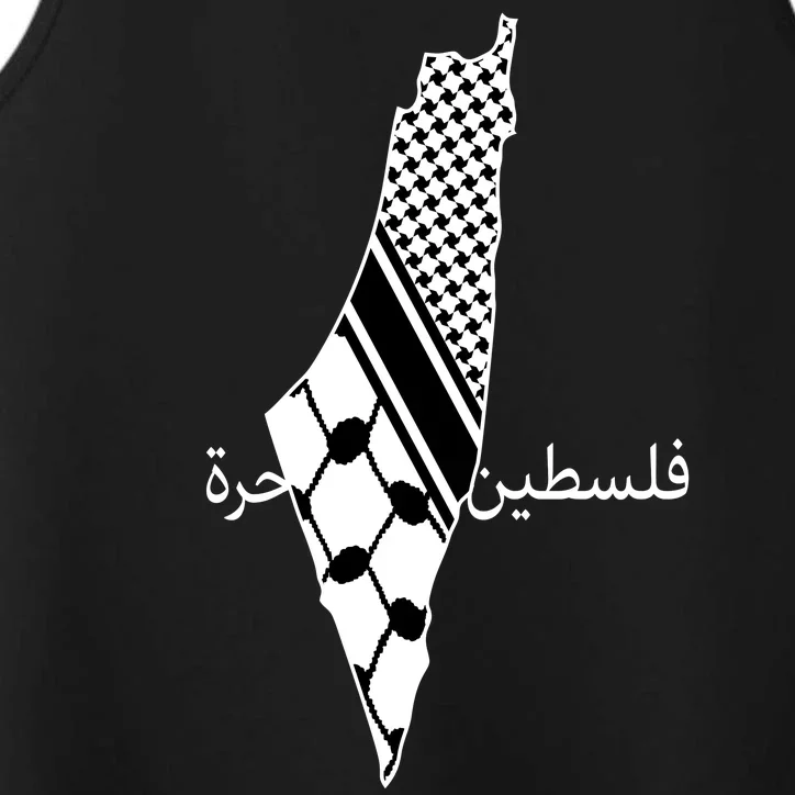 Keffiyeh Scarf Palestine Map Arabic Free Palestine Performance Tank