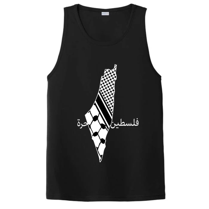 Keffiyeh Scarf Palestine Map Arabic Free Palestine Performance Tank