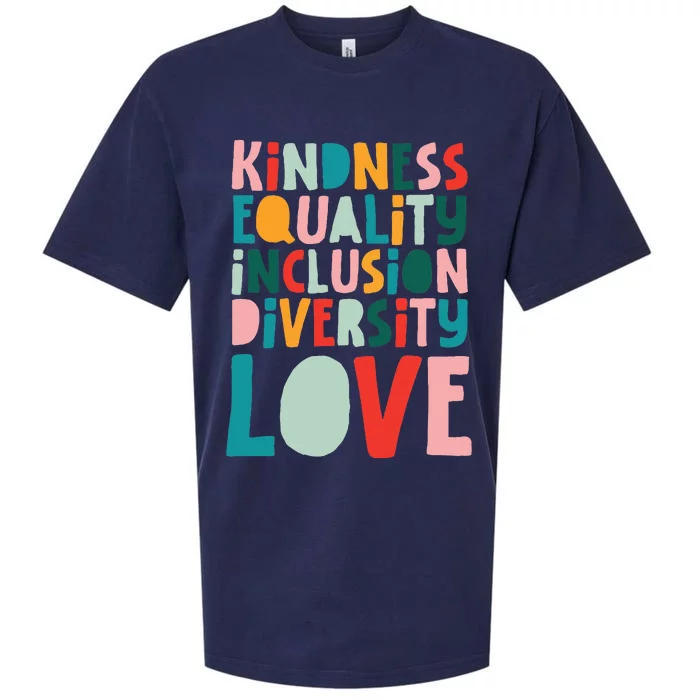 Kindness Equality Inclusion Diversity Love Teachers Groovy Sueded Cloud Jersey T-Shirt