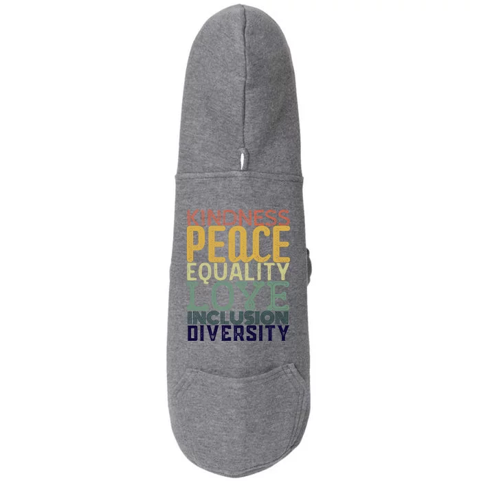 Kindness Equality Inclusion Peace Love Diversity Vintage Gift Doggie 3-End Fleece Hoodie