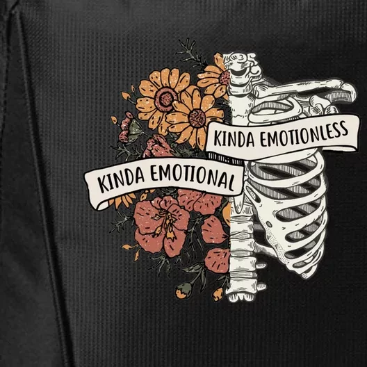 Kinda Emotional Kinda Emotionless Floral Skeleton Gothic Gift City Backpack