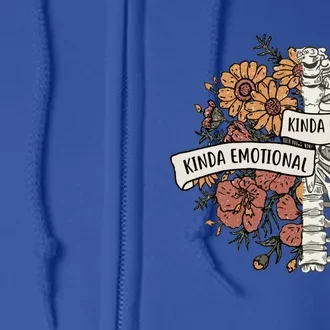 Kinda Emotional Kinda Emotionless Floral Skeleton Gothic Gift Full Zip Hoodie