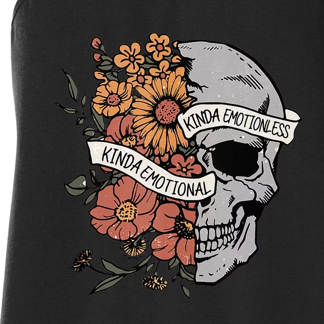 Kinda Emotional Kinda Emotionless Goth Emo Floral Skull Women's Racerback Tank