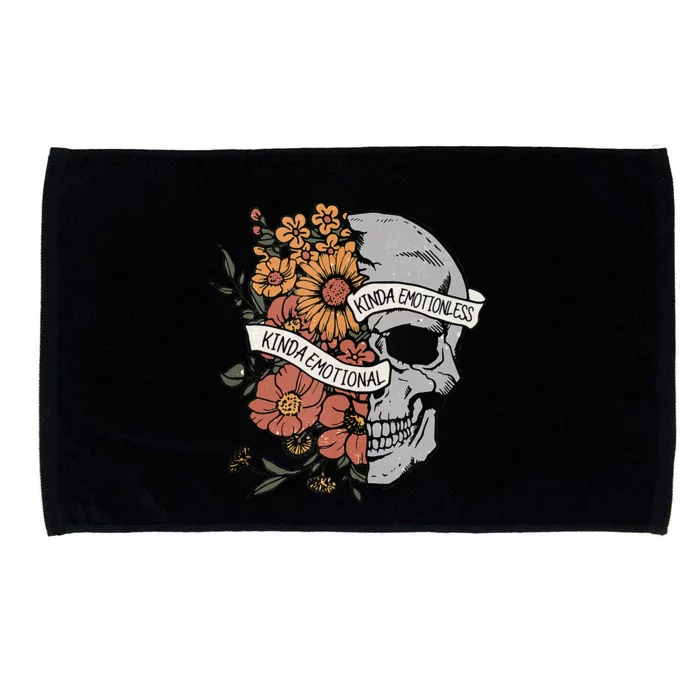 Kinda Emotional Kinda Emotionless Goth Emo Floral Skull Microfiber Hand Towel