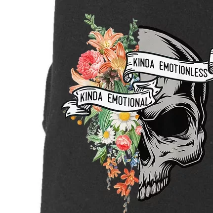 Kinda Emotional Kinda Emotionless Flower Skull Vintage Doggie 3-End Fleece Hoodie