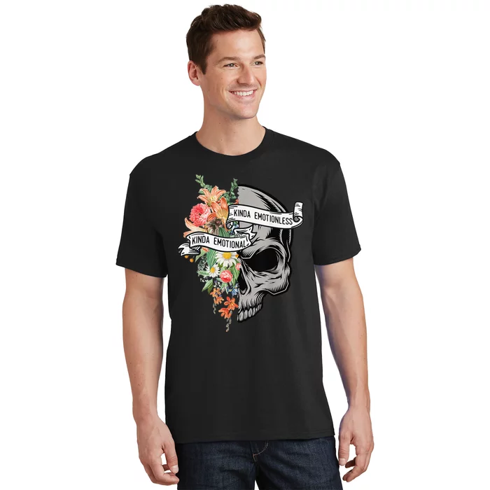 Kinda Emotional Kinda Emotionless Flower Skull Vintage T-Shirt