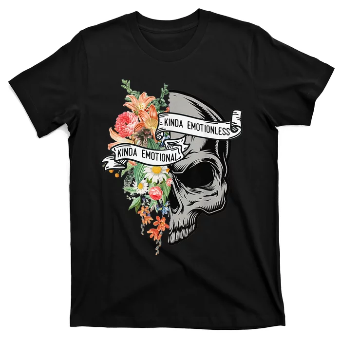 Kinda Emotional Kinda Emotionless Flower Skull Vintage T-Shirt