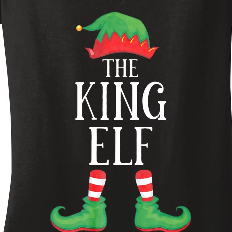 King Elf Matching Group Xmas Funny Family Christmas Women's V-Neck T-Shirt