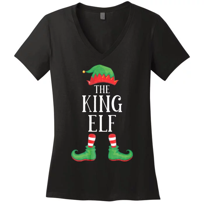 King Elf Matching Group Xmas Funny Family Christmas Women's V-Neck T-Shirt