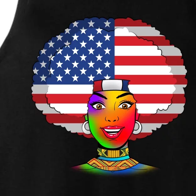 Kente African American Woman Ladies Tri-Blend Wicking Tank