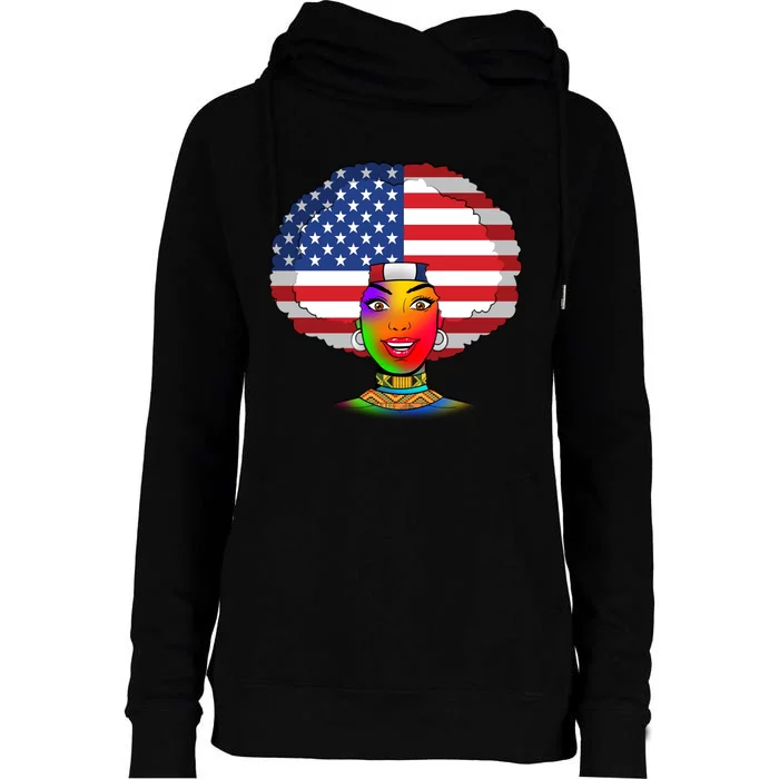 Kente African American Woman Womens Funnel Neck Pullover Hood