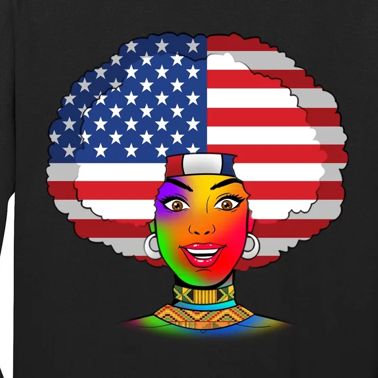 Kente African American Woman Tall Long Sleeve T-Shirt