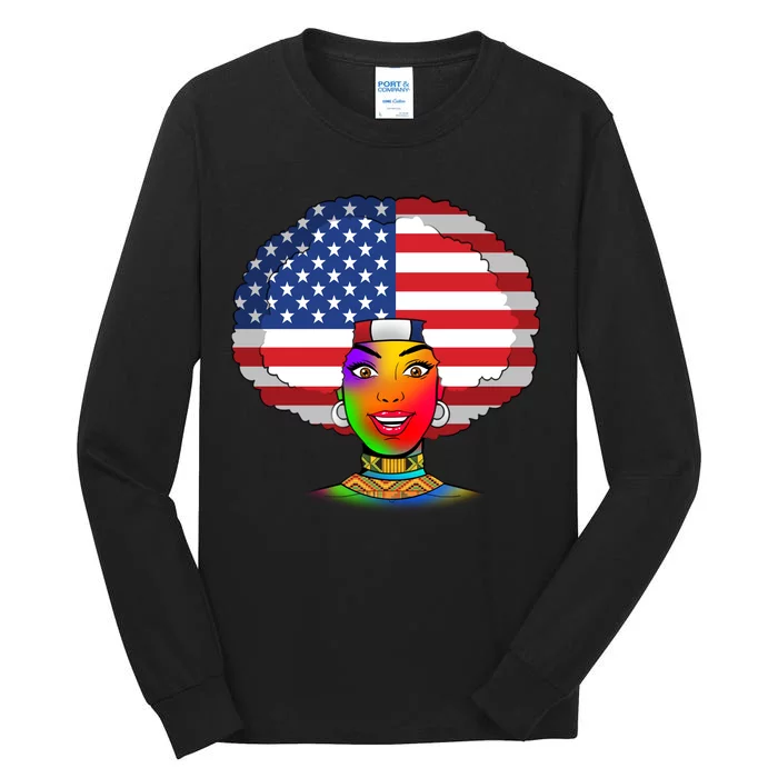 Kente African American Woman Tall Long Sleeve T-Shirt