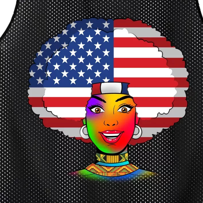 Kente African American Woman Mesh Reversible Basketball Jersey Tank