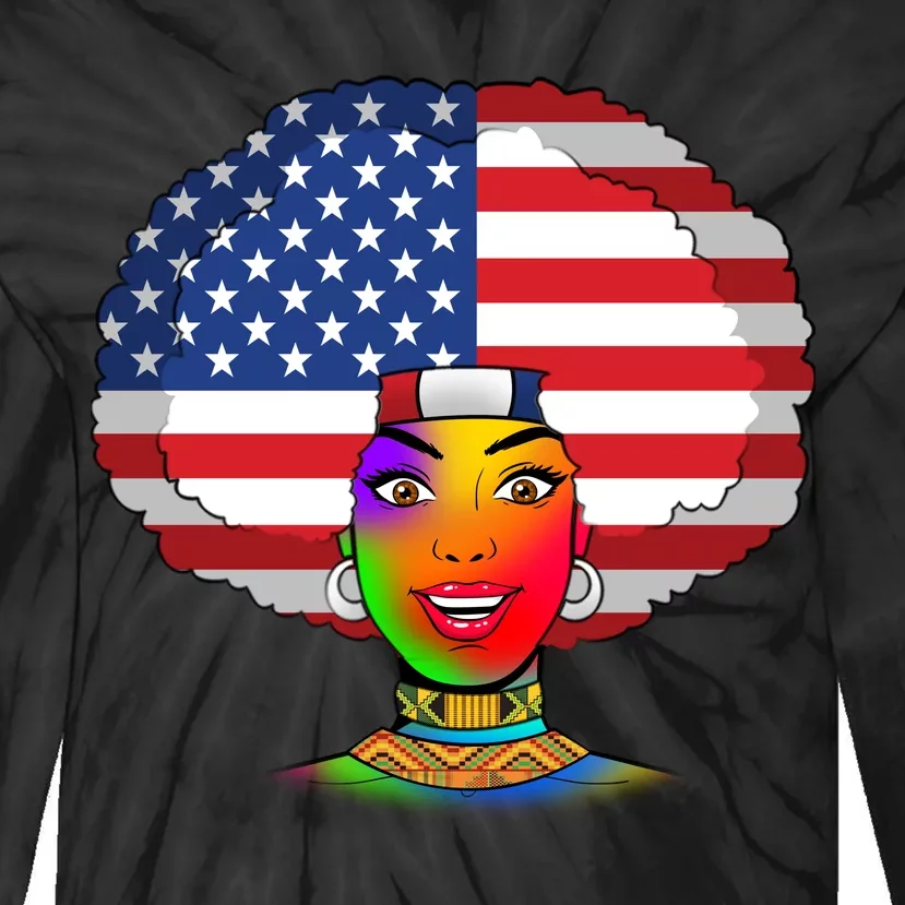 Kente African American Woman Tie-Dye Long Sleeve Shirt