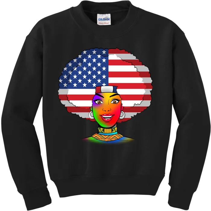 Kente African American Woman Kids Sweatshirt