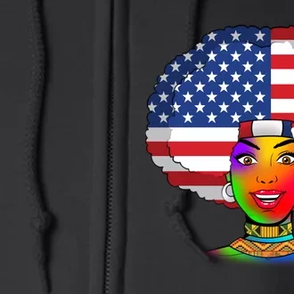 Kente African American Woman Full Zip Hoodie