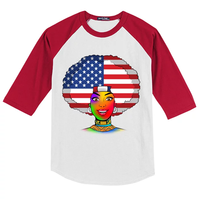 Kente African American Woman Kids Colorblock Raglan Jersey